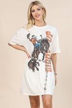 AV1202-LOREN WESTERN GIDDY UP COWBOY GRAPHIC T-SHIRT DRESS