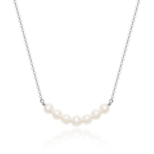 Organic Freshwater Pearl Bar Necklace Rhodium plate|5-1329-R