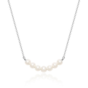 Organic Freshwater Pearl Bar Necklace Rhodium plate|5-1329-R