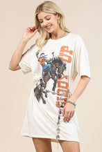 AV1202-LOREN WESTERN GIDDY UP COWBOY GRAPHIC T-SHIRT DRESS