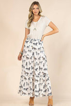 AV1240-CALLIE HORSE PRINT TIERED MAXI SKIRT