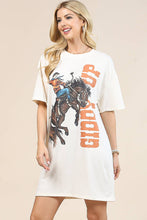 AV1202-LOREN WESTERN GIDDY UP COWBOY GRAPHIC T-SHIRT DRESS