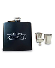 Men's Republic Hip Flask, Funnel and 2 Cups - Silver/Blk