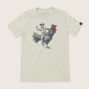 Rooster Roundup Western Graphic Tee: Heather Dust