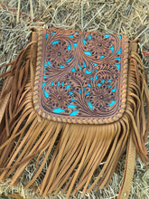 Tooling Leather Hand Carved Flap Sling Bag – TLB14- teal