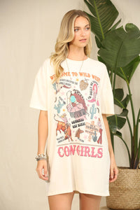 AV1202-SANDRA WESTERN COWGIRLS GRAPHIC T-SHIRT DRESS