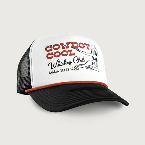 Whiskey Club Foam Trucker Hat: Black/White