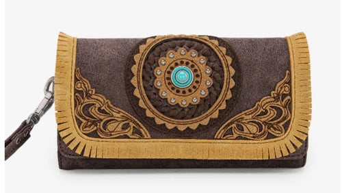 Montana West - Concho Cut Out Wristlet Wallet - Coffee