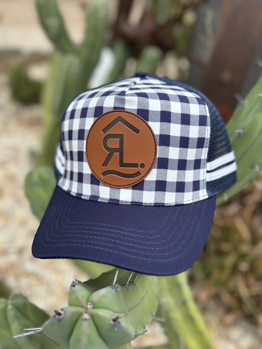 Rustic lace Cap gingham- Navy