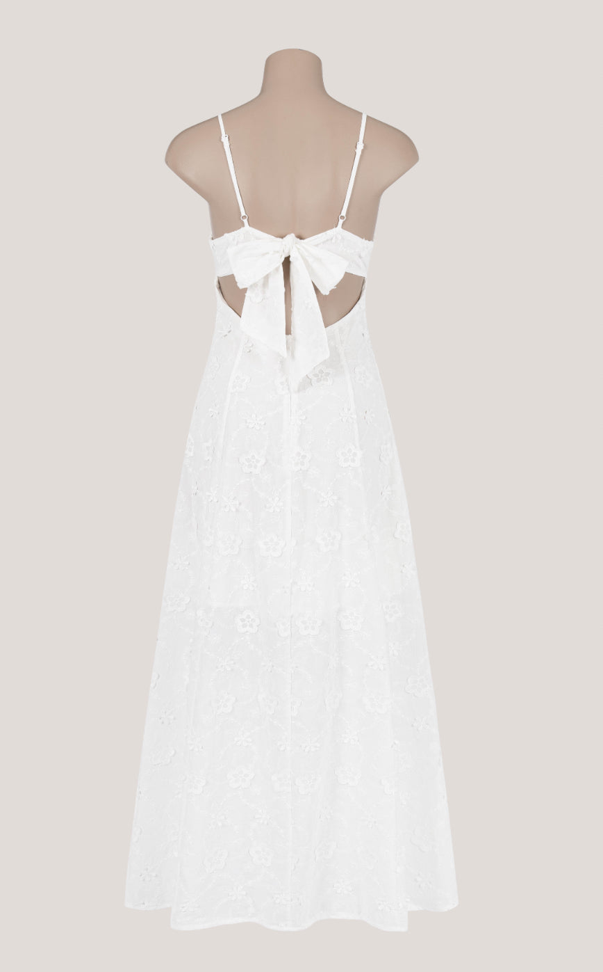 Embroidered White Lace Maxi Dress