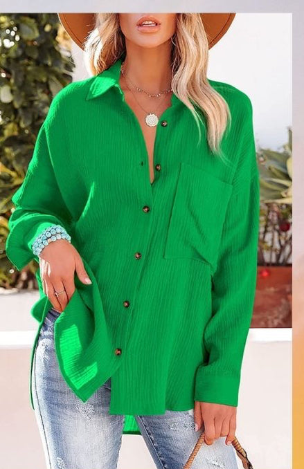 Textured button down - Green