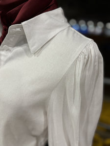 Jo Dee - Linen Puff Sleeve Top-White
