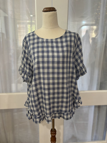 Gingham top ~ Blue