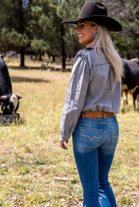 Denim Ruffle Top