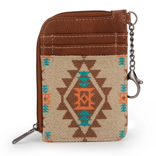 Wrangler Southwestern Art Print Mini Zip Card Case -Tan