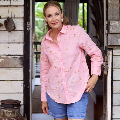 RURAL OUTBACK LINEN SHIRT - Pink