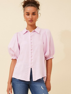 LONDYN LINEN BLEND SHIRT - Lilac