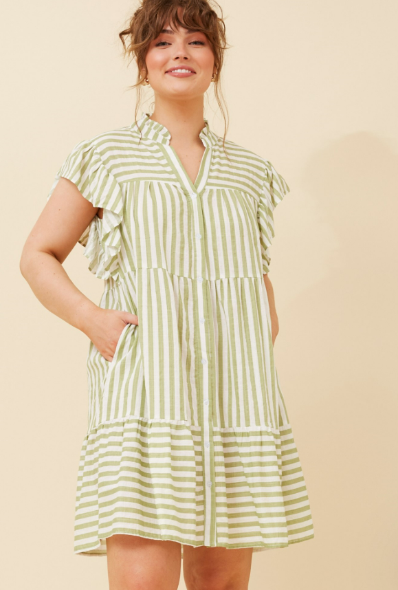 Ascot Stripe Linen Blend Dress