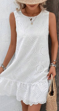 Embroidered Dress - White Sleeveless