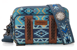 Wrangler Aztec Printed Crossbody Purse - Navy