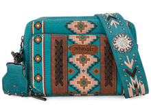 Wrangler Aztec Printed Crossbody Purse - Turquoise