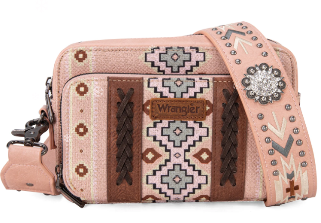 Wrangler Aztec Printed Crossbody Purse - Pink