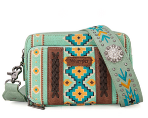 Wrangler Aztec Printed Crossbody Purse - Green