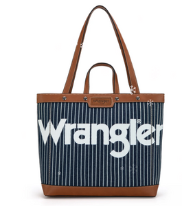 Wrangler Logo Canvas Top Handle Tote/Shoulder Bag - Navy