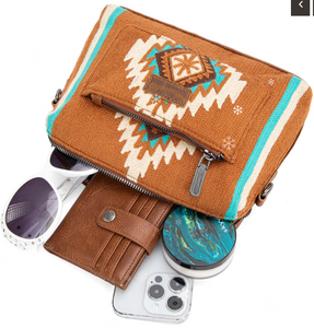 Wrangler Southwestern Knitted Mini Crossbody/Wallet - Brown