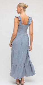 Two Tone Striped Maxi Dress - Blue