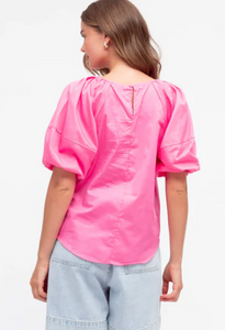 Curved Hem Bubble Top - Pink