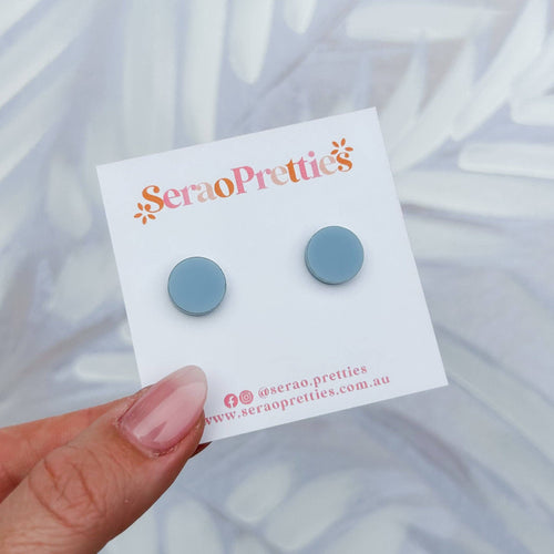 Small Earth Tone Studs - Light Blue