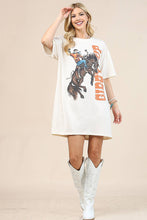 AV1202-LOREN WESTERN GIDDY UP COWBOY GRAPHIC T-SHIRT DRESS