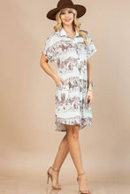 AV1246-CELINE WESTERN PRINT BUTTON DOWN KNIT DRESS