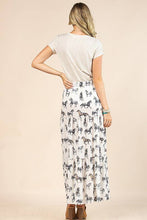 AV1240-CALLIE HORSE PRINT TIERED MAXI SKIRT