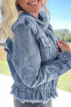 Denim Ruffle Raw Hem Jacket