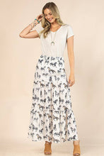 AV1240-CALLIE HORSE PRINT TIERED MAXI SKIRT