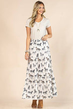 AV1240-CALLIE HORSE PRINT TIERED MAXI SKIRT