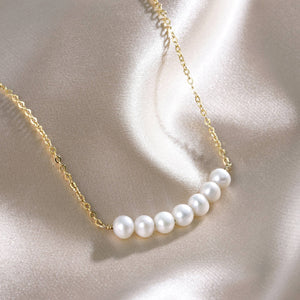 Organic Freshwater Pearl Bar Necklace Rhodium plate|5-1329-R