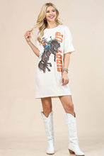 AV1202-LOREN WESTERN GIDDY UP COWBOY GRAPHIC T-SHIRT DRESS