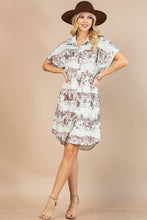 AV1246-CELINE WESTERN PRINT BUTTON DOWN KNIT DRESS