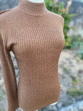 Polo Neck Ribbed Knit  - High Neck - Ginger Bread