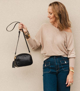 Jacinta - Woven Crossbody Bag - Black