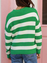 Knit - Steph Jumper - Green & White Stripe