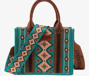 Wrangler Southwestern Small Canvas Tote - Turquoise