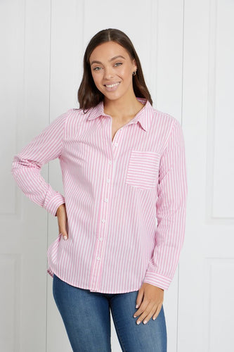 Long Sleeve Striped Shirt - Pink